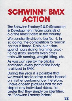 1984 Donruss BMX #32 Schwinn BMX Action Back